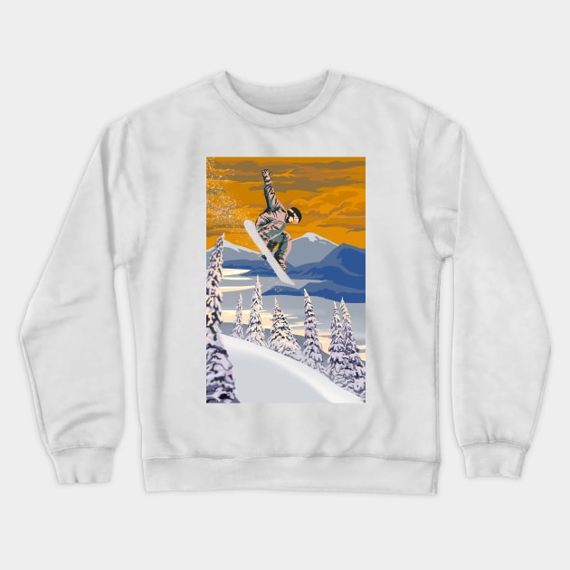 Retro style Snowboard poster art Crewneck Sweatshirt by SFDesignstudio